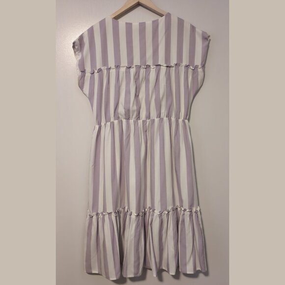 Cremieux Lavender and Ivory Christy Stripe Midi Dress - Picture 2 of 8